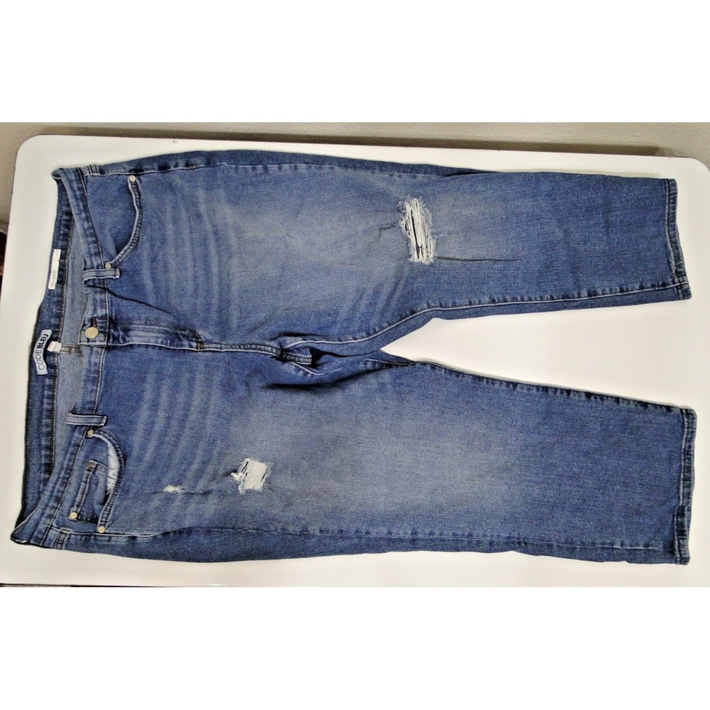 Code‎ Bleu Boyfriend Jean Womens 18W Blue Medium Wash Distressed Denim